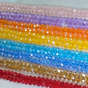 4x6mm Faceted Rondelle Crystal Glass Beads , Rondelle Beads ,Shiny Crystal Beads ,Crystal Spacer Beads ,Glass Beads ,16&#39;&#39; Full Strand