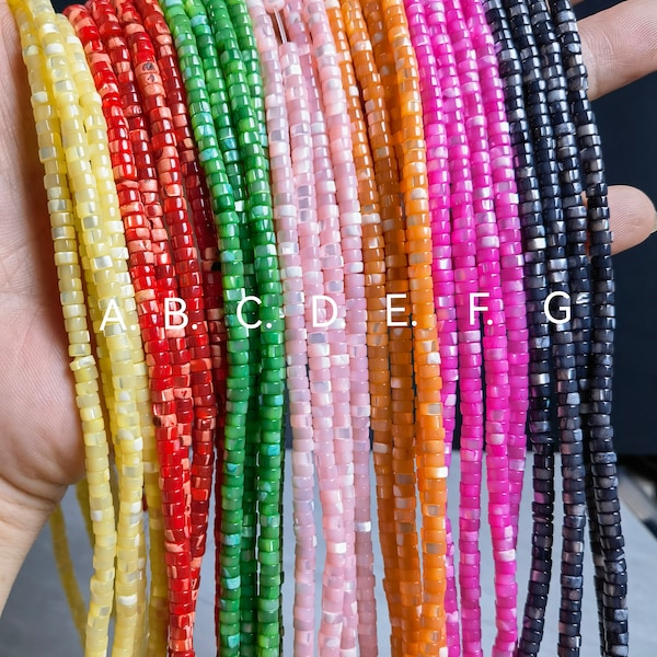 4mm Multicolor Natural Mother Of Pearl Heishi Disc Beads , MOP Rondelles Beads ,Heishi Spacer Beads , 15.5" Strand , BA - 862