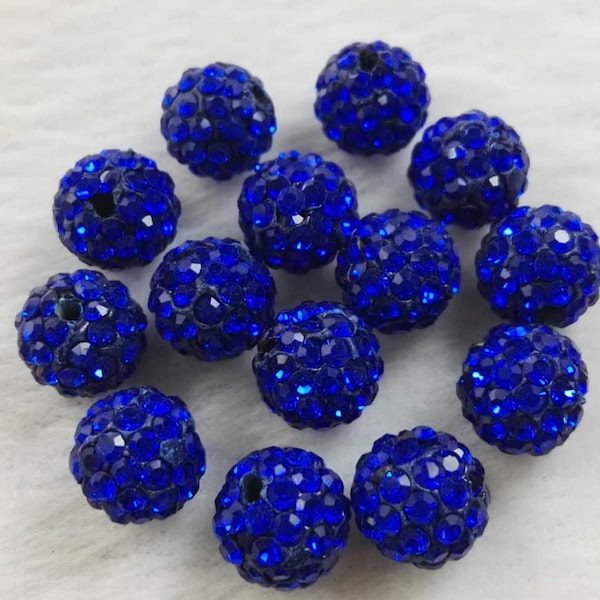 8mm 10mm Navy Blue Disco Ball Beads ,Micro Pave Crystal,Rhinestone Disco Balls ,Polymer Clay Beads,Bracelet Beads Jewelry Supplies,Wholesale