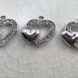 10 pcs Rhinestone Heart Pendants ,Heart Charms ,Heart Pendant ,Love Charms , Love Pendant, Rhinestone Charms , 18x18mm ,Wholesale ,Findings