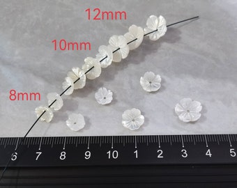 Cuentas de flores de nácar natural, cuentas de flores de concha talladas a mano, cuentas de flores de MOP blancas naturales, 5-100 piezas lote a granel opcional, BA- 1107