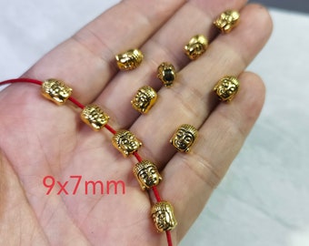 9x7mm gouden Boeddha kralen, Boeddha hoofd kralen, boeddhistische gebedskralen, boeddhistische kralen, yoga sieraden, 20-50 stuks bulk lot optioneel, BA-1421