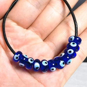 40pcs Dark Blue Evil Eye Beads ,5x10mm Turkish Evil Eye Beads ,Rondelle Evil Eye , Lucky Evil Eye Beads  ,Hole 3.2mm ,BA- 1148
