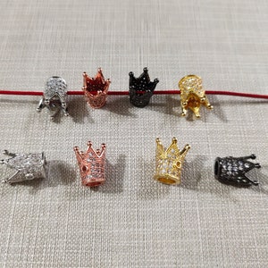 CZ Micro Pave Crown Beads ,King Crown Beads ,King Crown Charms ,12x9mm Crown Bracelet Charms ,Crown Charm Connector Beads ,2/5/10/30/50pcs