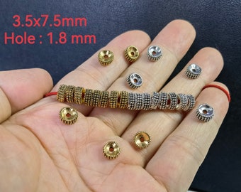 50pcs Rondelle Spacer Beads , Antique Bronze ,Silver Spacer Beads , Tibetan Style Beads , 3.5x7.5mm Rondelle Spacer Beads ,BA- 1575