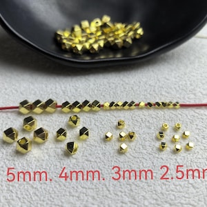 18K Gold Plated Faceted Diamond Cut Beads ,Gold Faceted Geometric Spacer Beads,Metal Spacer Beads ,Diamond Cut Beads ,50/100/300pcs BA- 1812
