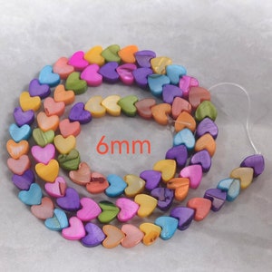 Colorful heart Mother Of Pearl Beads , 6mm 8mm 10mm Dyed Mop Heart Shape Beads , 15 Strand ,Hole 0.8mm , BA 1092 6mm