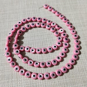5mm Pink Mother Of Pearl Evil Eye Beads ,5 - 100 pcs Evil Eye Beads ,Natural Shell Beads , Evil Eye Protection ,CB- 567