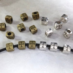 50-Pack Antique Gold Tibetan Column Spacer Beads - 9x7mm Nickel-Free Alloy For Jewelry Making - View #2