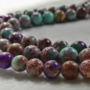 1 Full strand 4 - 10mm Natural Sea Sediment Jasper Beads , Natural Spacer Beads ,Imperial Impression Stone ,Impression Jasper Beads ,PA- 954
