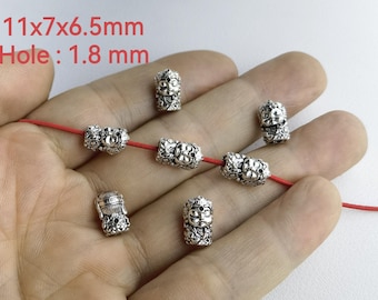7x6mm Antique Silver Buddha Beads ,Small Buddha Beads ,Buddhist Prayer Beads ,Buddhism Bead Yoga Jewelry,20-50pcs Bulk Lot Optional,BA- 1743