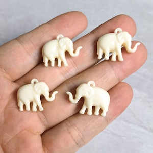10pcs Ivory White Elephant Charms , 19x23mm Elephant Jewelry , Lucky Elephant Charm , Elephant Pendant, Spiritual Jewelry