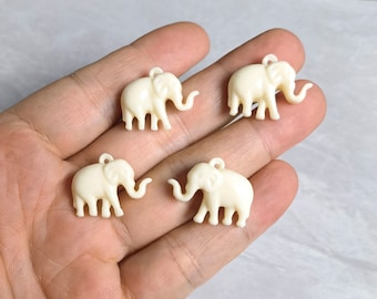 10pcs Ivory White Elephant Charms , 19x23mm Elephant Jewelry , Lucky Elephant Charm , Elephant Pendant, Spiritual Jewelry