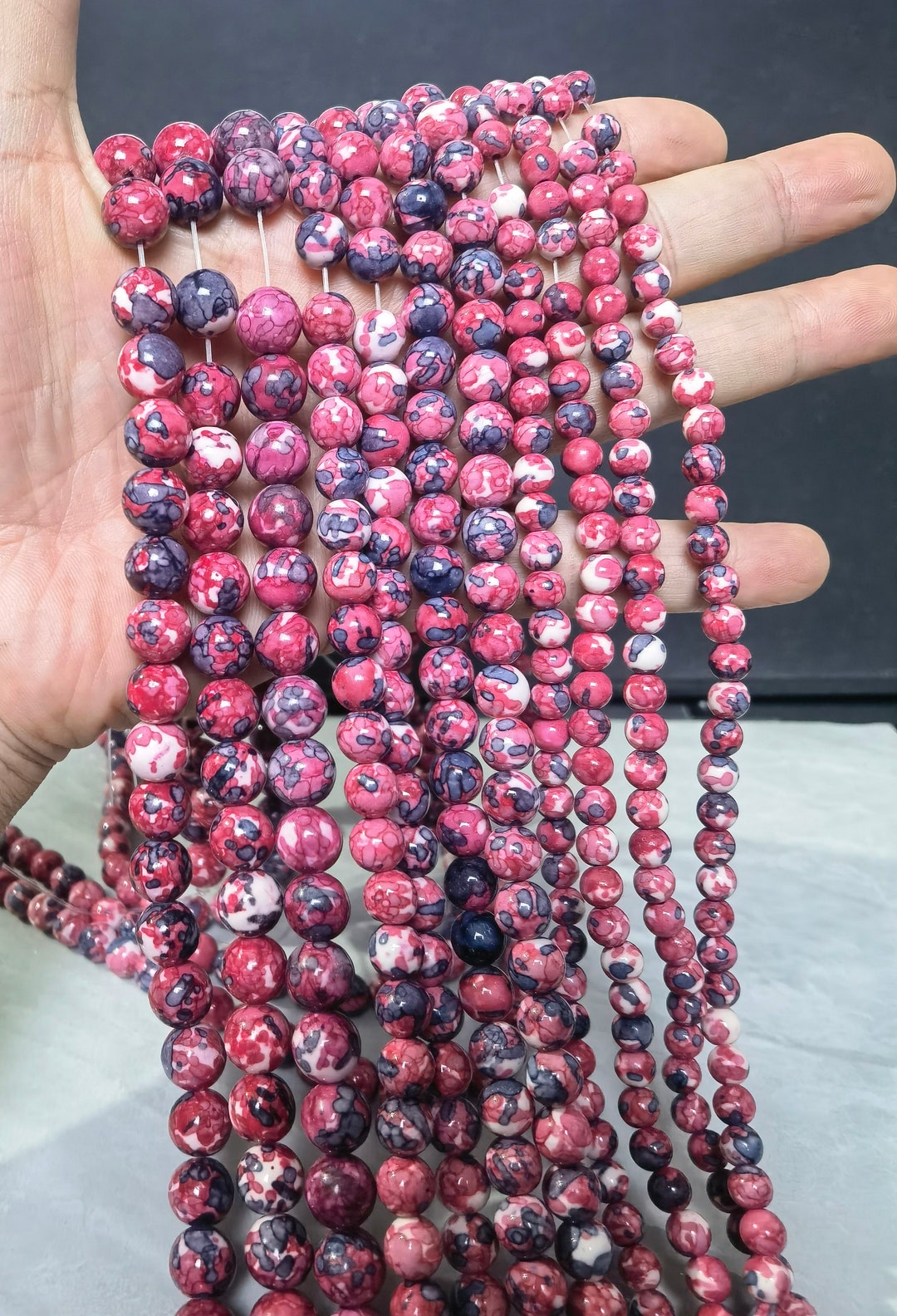 Purple Rain Flower Stone Beads ,6m 8mm 10mm Smooth Round Stone Beads