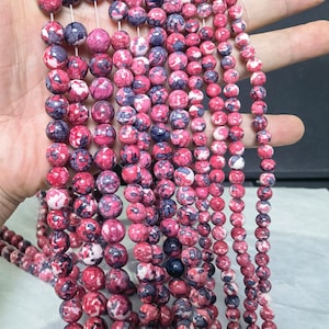 Purple Rain Flower Stone Beads ,6m 8mm 10mm Smooth Round Stone Beads ,Semi Precious Stone Beads ,15” Full Strand ,Wholesale ,BA-179