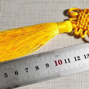Chinese Knot Tassels ,Lucky Flat Knot Tassel, Decorative Tassels ,Golden Yellow Tassels Supplies ,5 - 10 pcs Optional ,Wholesale , BA-185