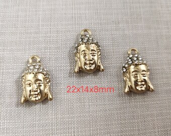 5pcs Rhinestone Buddha Charms , Yoga Charm ,Gold Buddha Pendants , Buddha Jewelry, CC37