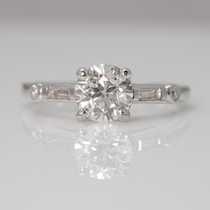 Art Deco Platinum 1.37 Carat Diamond Solitaire Ring