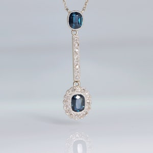 Art Deco 15ct Rose Gold Sapphire and Diamond Pendant
