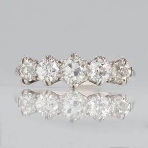 Art Deco Platinum 1.20 Carat Five Stone Diamond Ring