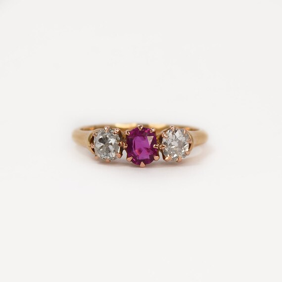 1920's Ruby and Diamond Three Stone Ring
