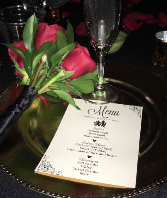 Disney Wedding Menu Cards Disney Bar Menu Disney Table Etsy