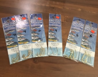 Eagle Claw Saltwater Snelled Fish Hooks – Striped Bass, Gold Finish