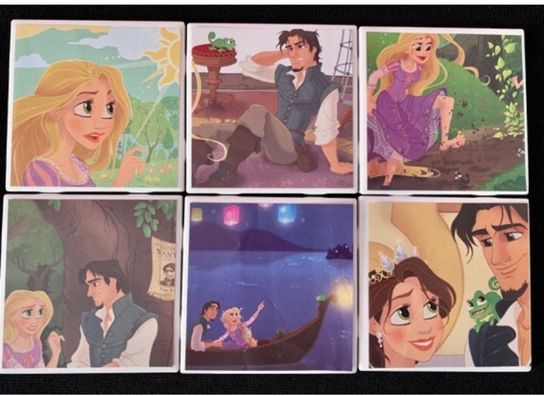 Coasters Disney Tangled Rapunzel Ceramic Tile Drink Coasters Home