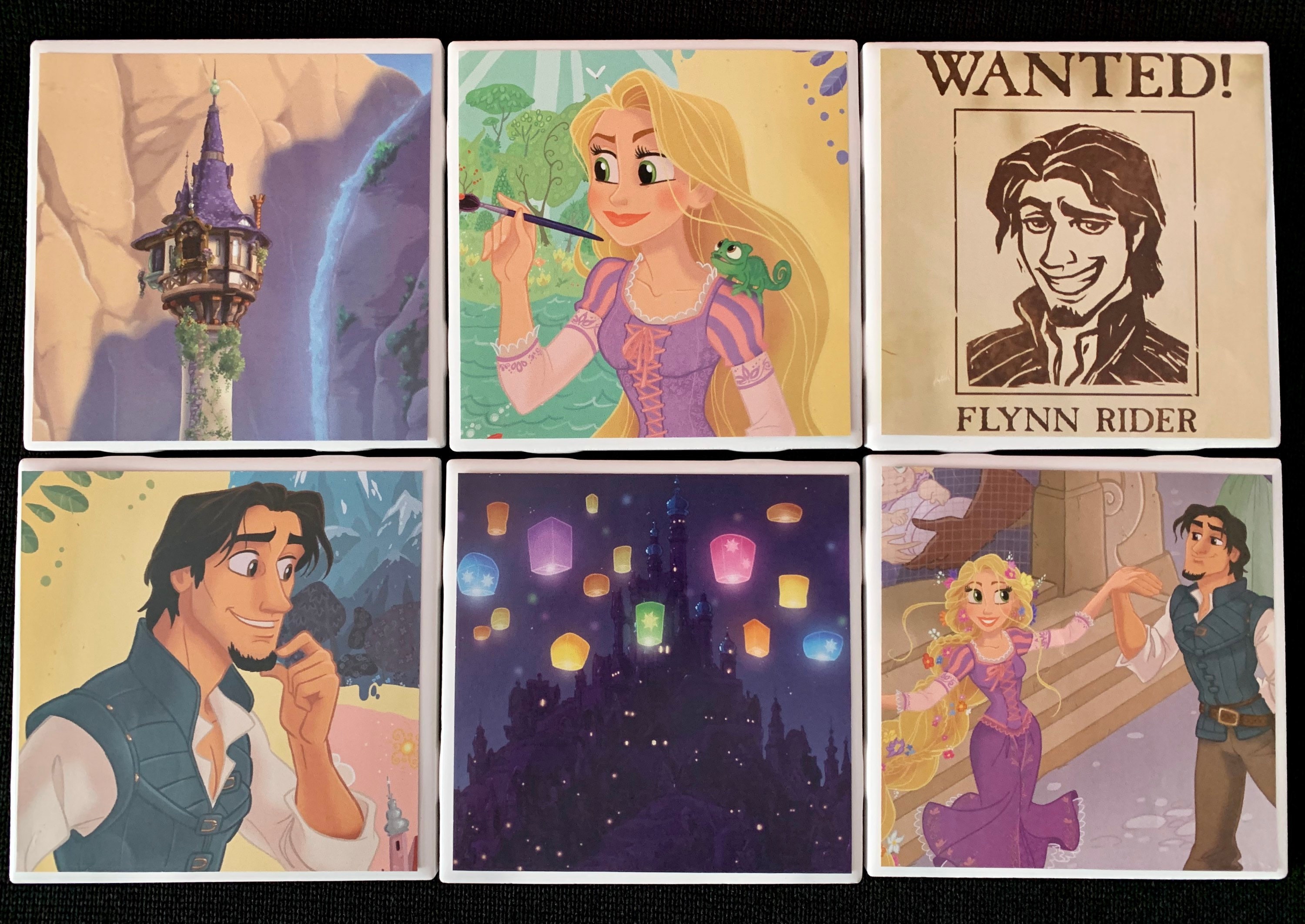 Coasters Disney Tangled Rapunzel Ceramic Tile Drink Coasters Home