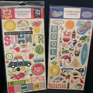 Carta Bella or Echo Park Chipboard Accents for Scrapbooking, “Summer Splash” or “Summer Fun”