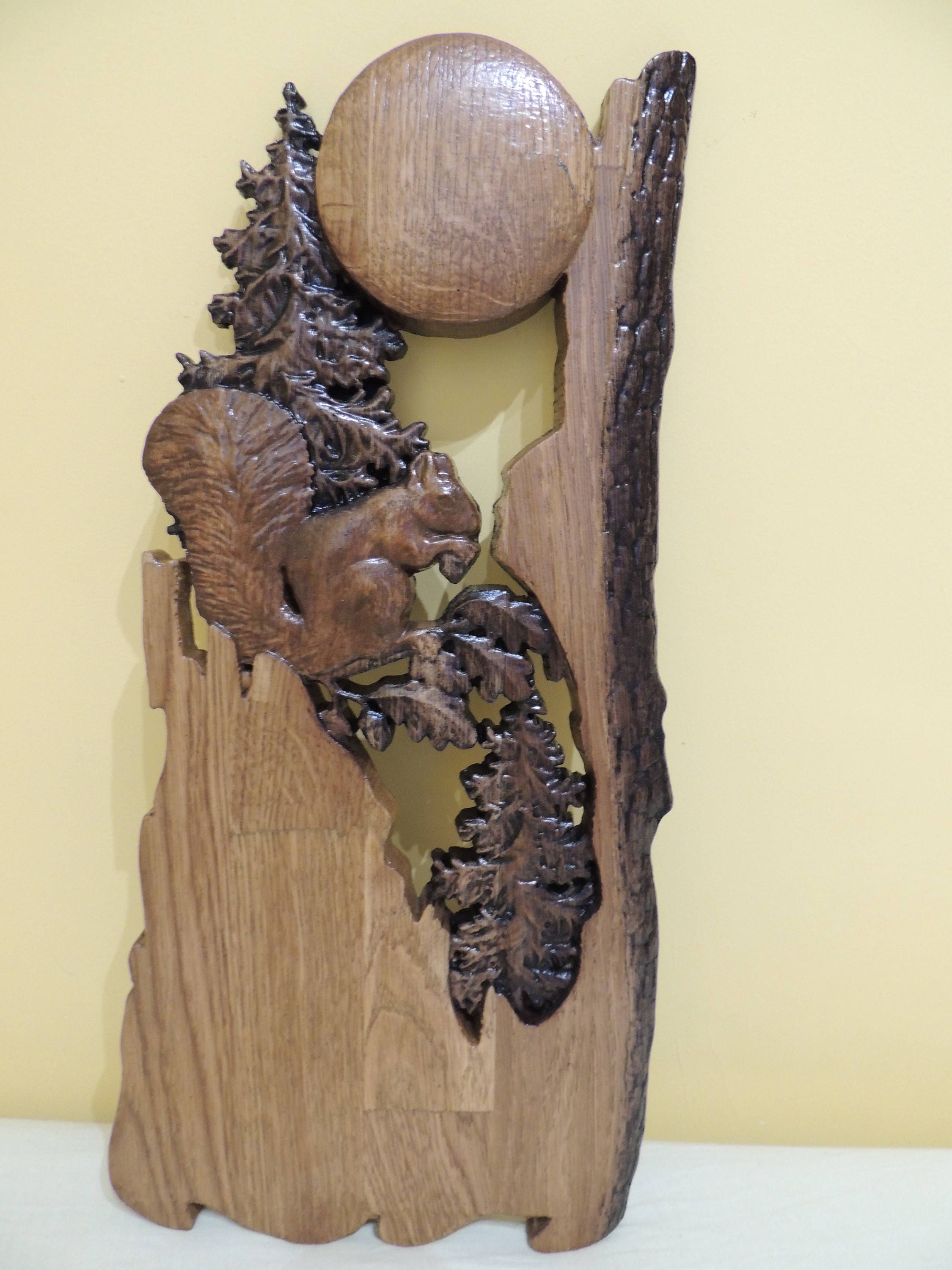 Wooden Carved Panel Squirrel Sqiurrels Picture Gift for a | Etsy