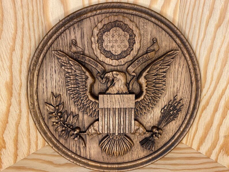 Seal of the US Carving Wood Wall Hanging Eagle Wood Etsy