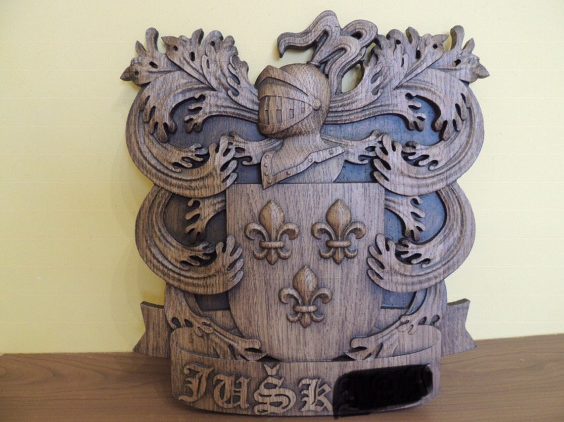 Carved Family Crest Wooden Coat of Arms Personalized | Etsy