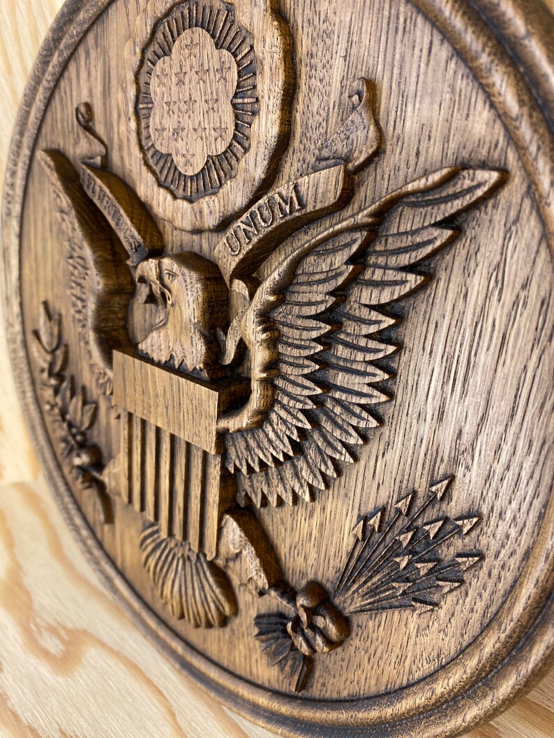 Seal of the US Carving Wood Wall Hanging Eagle Wood Etsy