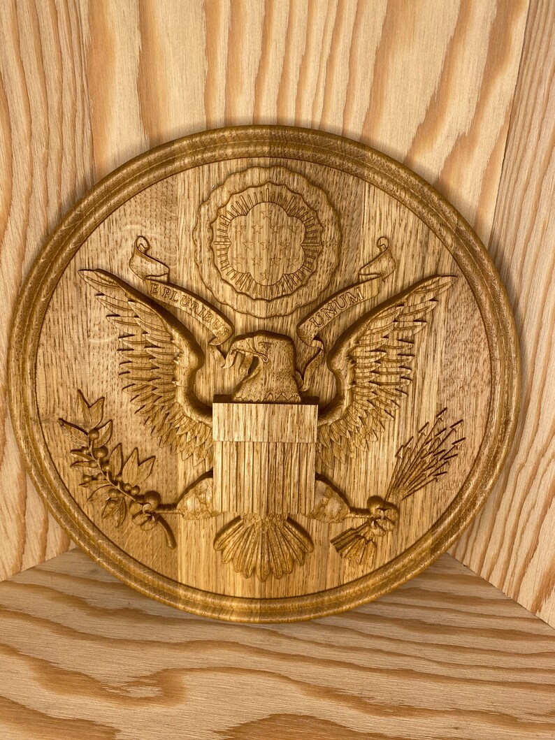 Seal of the US Carving Wood Wall Hanging Eagle Wood Etsy