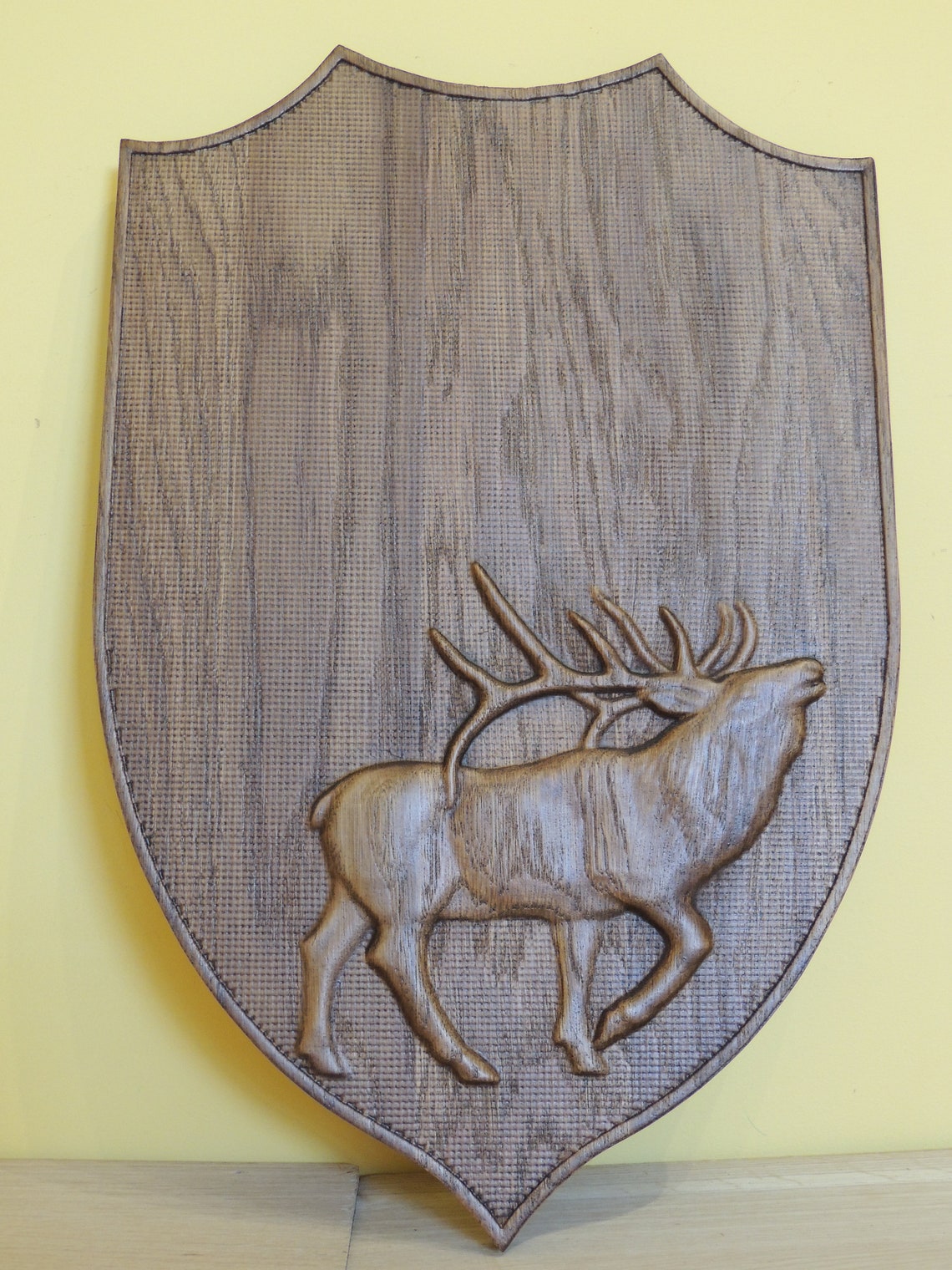 Antler plaque. Shield. Wooden carved plaque. Antler board. Etsy