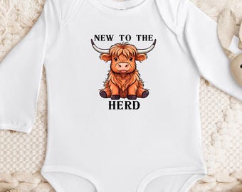 New to the herd, baby shower gift, baby announcement, gender reveal, highland cow, baby gift, expectant mother gift