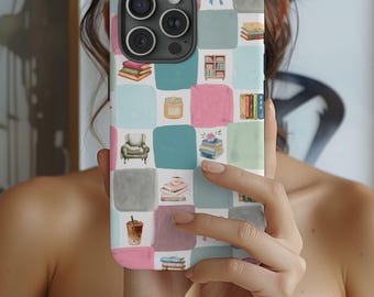 Bookish phone case, phone case trending, book phone case, summer phone case, bookshelf phone case, tough phone case, summerween phone case