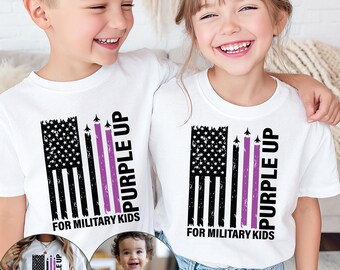 Military Purple Youth Tee, Military Child Shirt, Month of the Military Child tshirt, Kids Camo T-Shirt, Purple up shirt, Family T-shirts