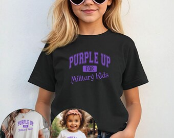 Military Purple Youth Tee, Military Child Shirt, Month of the Military Child tshirt, Kids Camo T-Shirt, Purple up shirt, Family T-shirts