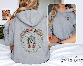 Marian Catholic Sweatshirt, Virgin Mary sweatshirt, Zip up, Virgin Mother, Jesus Sweatshirt, Catholic Sweatshirt, Christian Gifts