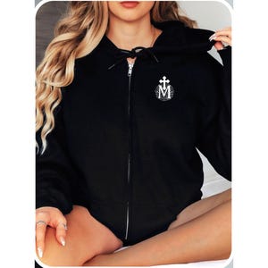 Marian Catholic Sweatshirt, Virgin Mary sweatshirt, Zip up, Virgin Mother, Jesus Sweatshirt, Catholic Sweatshirt, Christian Gifts, Mom gifts