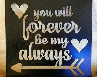 You will forever be my always, forever, always, love, one and only, anniversary gift, wall decor, wall art, valentines gift, lover