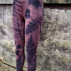 Eco Printed Organic Cotton Leggings: Foraged Fern Leaf Design
