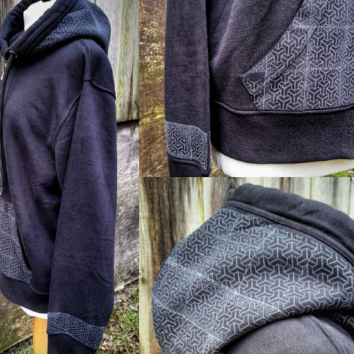 Geometric hoodie/japanese geometry hoodie/sacred geometry hoodie/organic orders hoodie/tekno hoodie/psy hoodie/vegan hoodie/pixie hoodie/witch hood