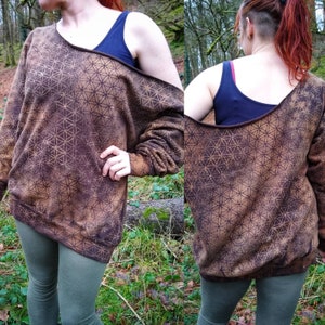 Flower of Life sweatshirt/ Sacred Geometry jumper/ Cotton sweatshirt/ Psy clothing/ Vegan/ cotton jumper/ off shoulder