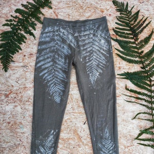 Eco Printed Fern Leggings: Organic Cotton Yoga Pants