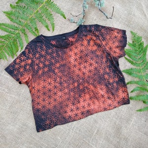Organic cotton Cropped T-shirt / Sacred Geometry T-shirt / Flower of Life T-shirt / Pixie Crop top / Pixie T-shirt / Psy Crop top