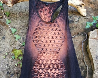 Bamboo and Organic cotton Sacred Geometry Flower of life tank top pixie eco sustainable festival yoga