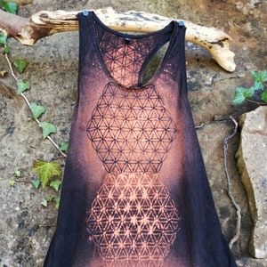 Bamboo and Organic cotton Sacred Geometry Flower of life tank top pixie eco sustainable festival yoga